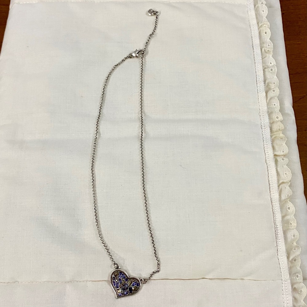 Brighton Be You The World Will Adjust Women Silver Purple Crystal Heart Necklace - Picture 7 of 12